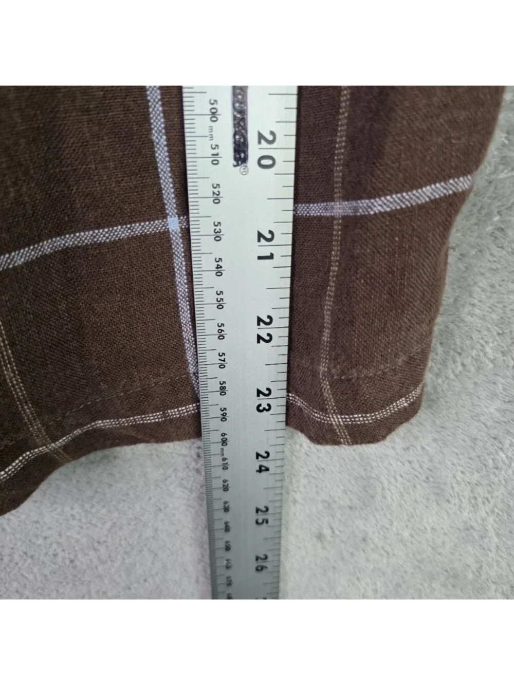 Mens Caribbean Joe Brown & White Plaid Linen Shorts 10.5